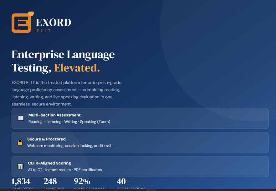 Exord ELLT – English Language Level Testing & Assessment Platform